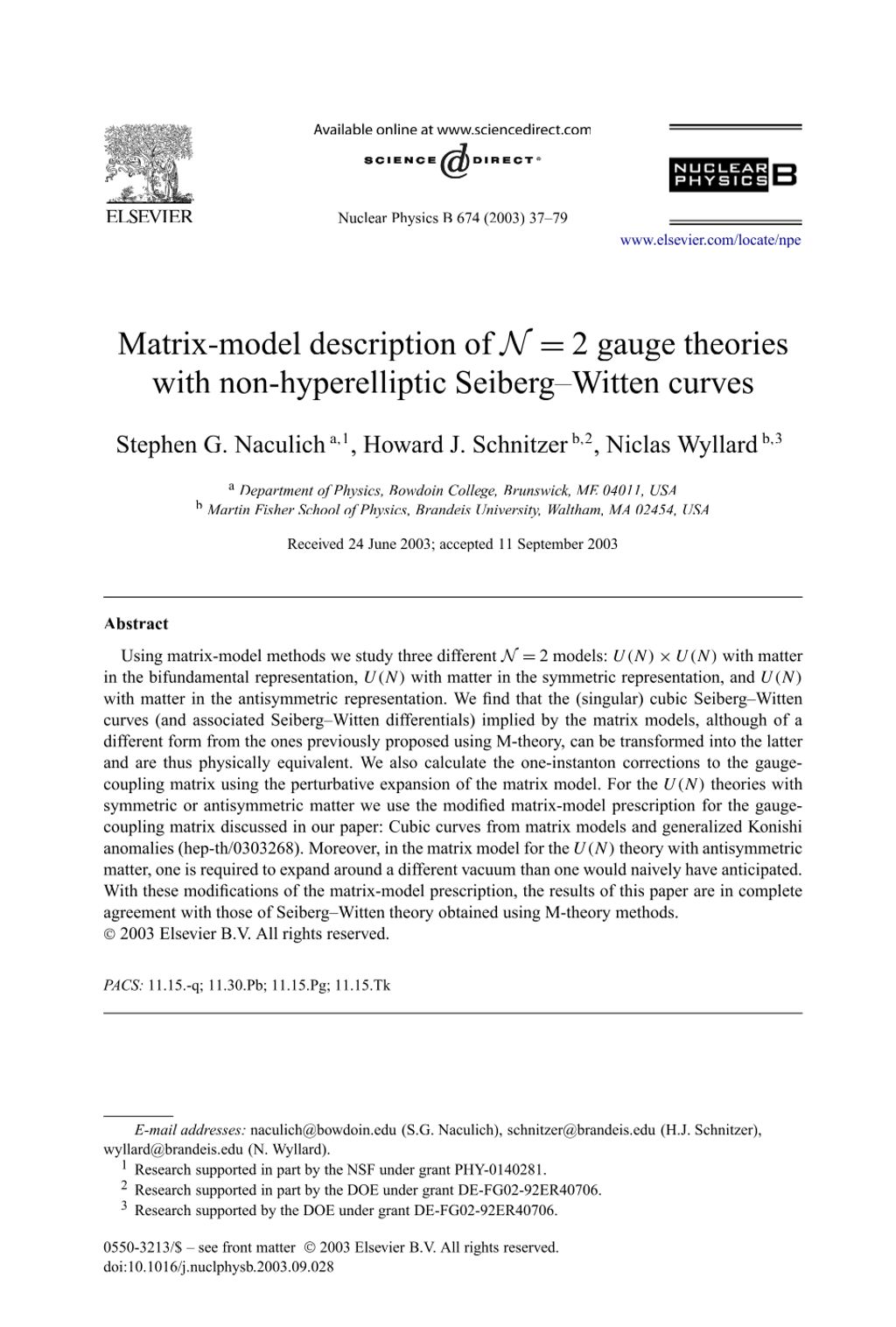 Miniature of Matrix-model description of N = 2 gauge theories with non-hyperelliptic Seiberg-Witten curves