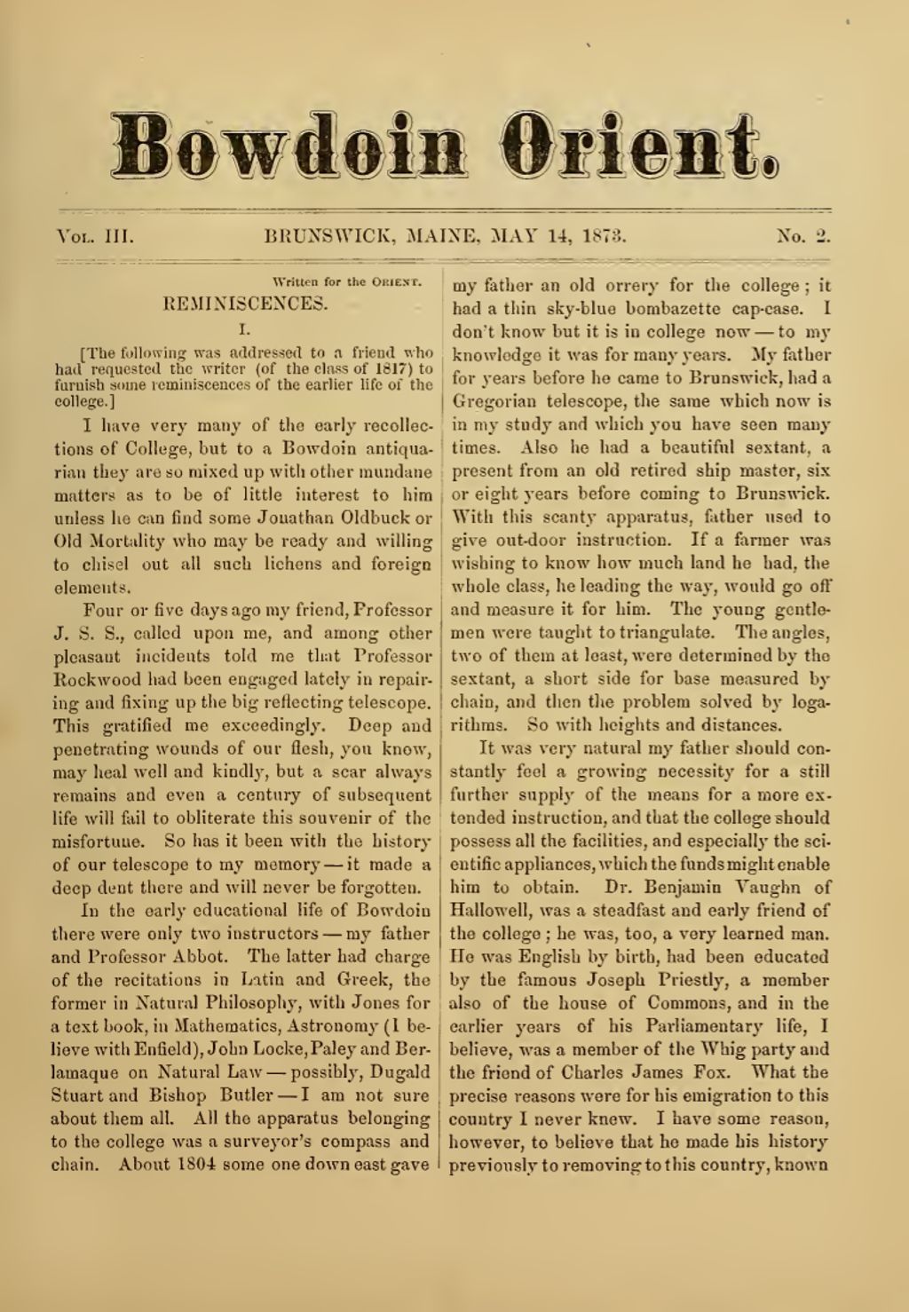 Miniature of Bowdoin Orient, v. 3, no. 2