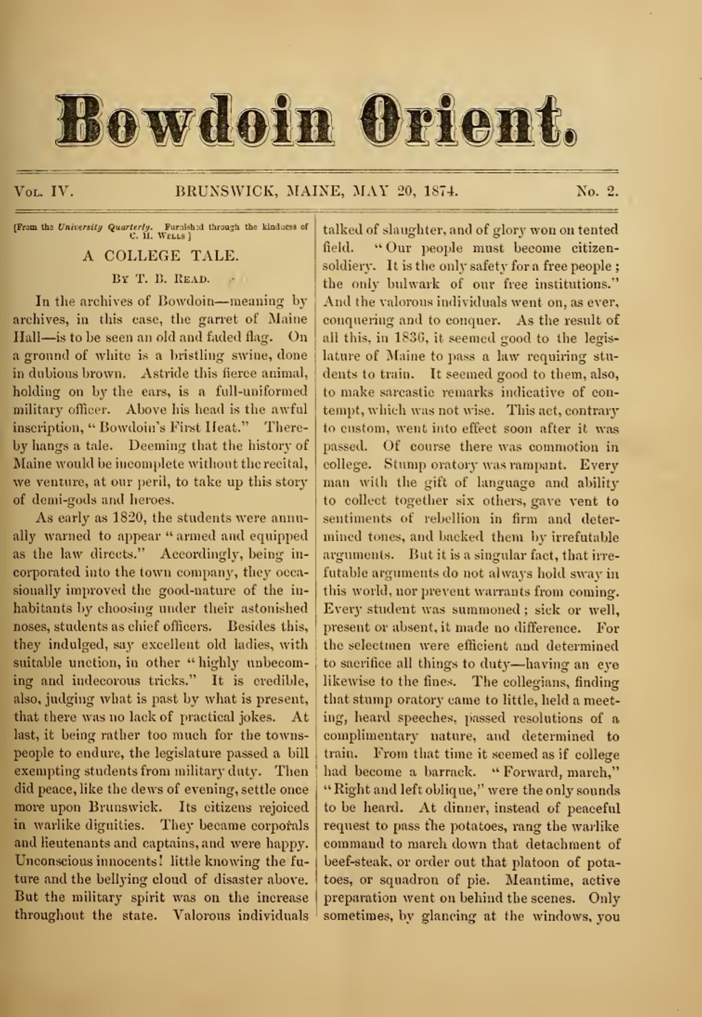 Miniature of Bowdoin Orient, v. 4, no. 2