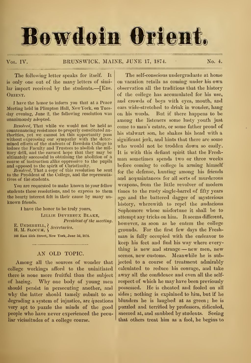 Miniature of Bowdoin Orient, v. 4, no. 4