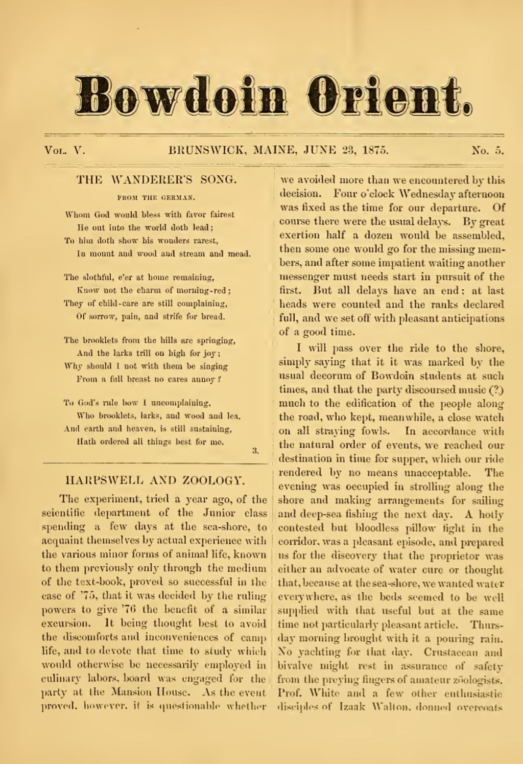 Miniature of Bowdoin Orient, v. 5, no. 5