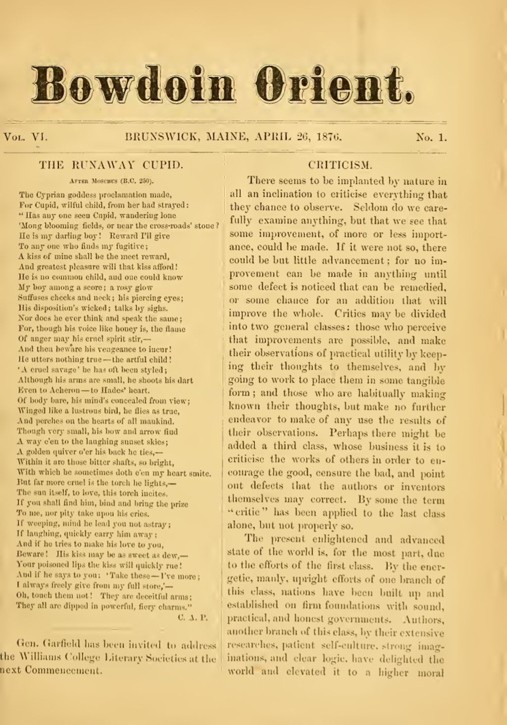 Miniature of Bowdoin Orient, v. 6, no. 1