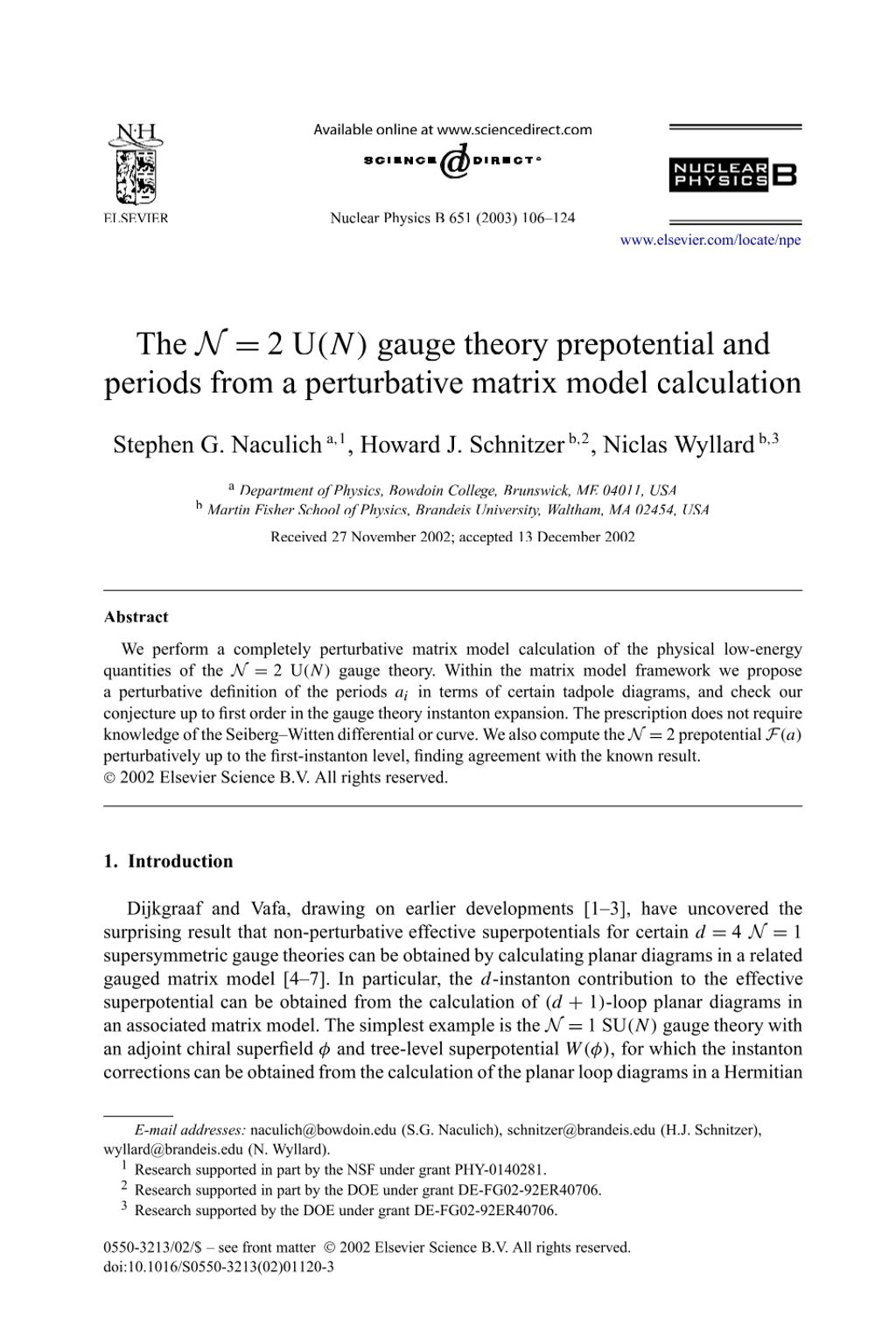 Miniature of The N = 2 U(N) gauge theory prepotential and periods from a perturbative matrix model calculation