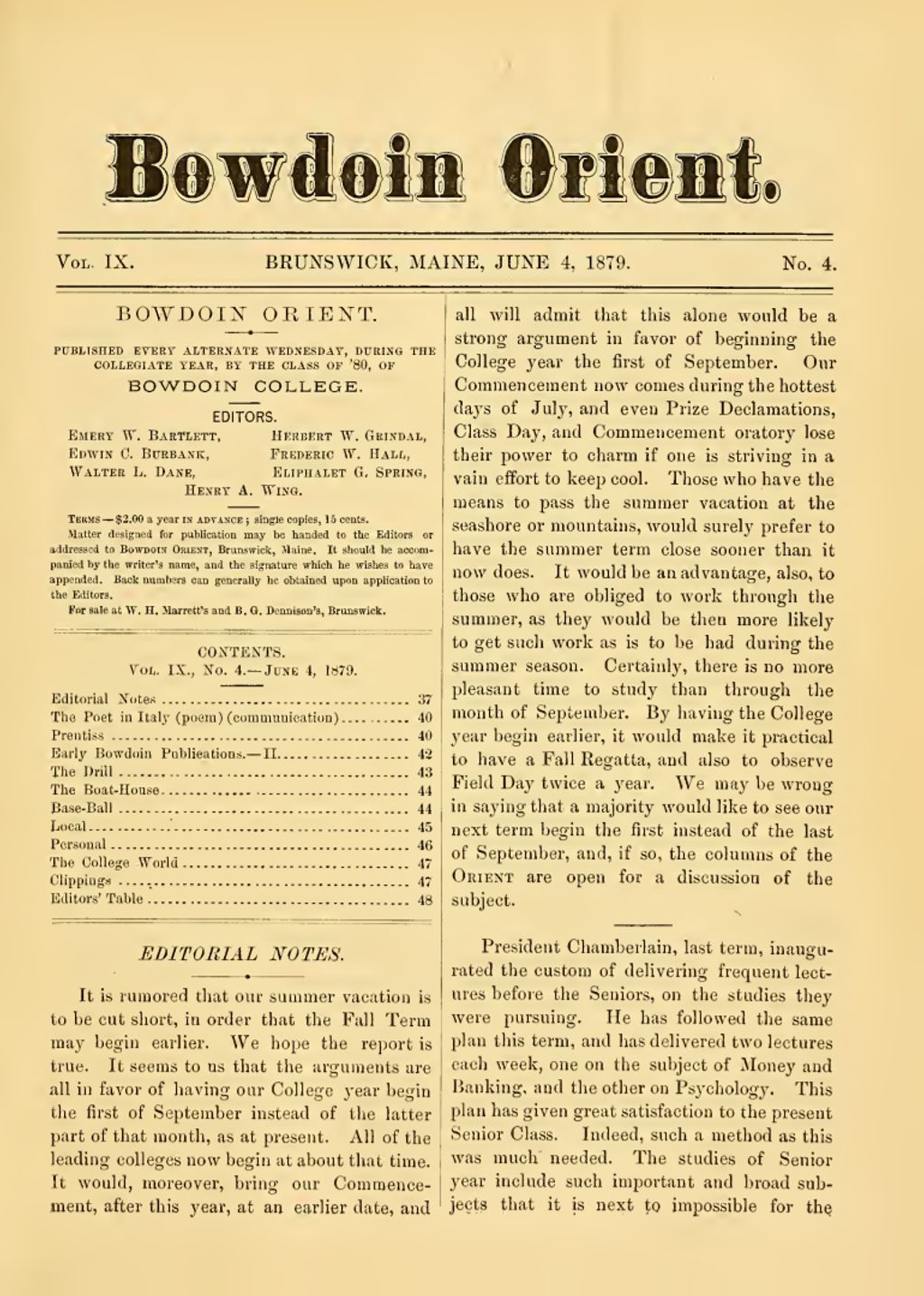 Miniature of Bowdoin Orient, v. 9, no. 4