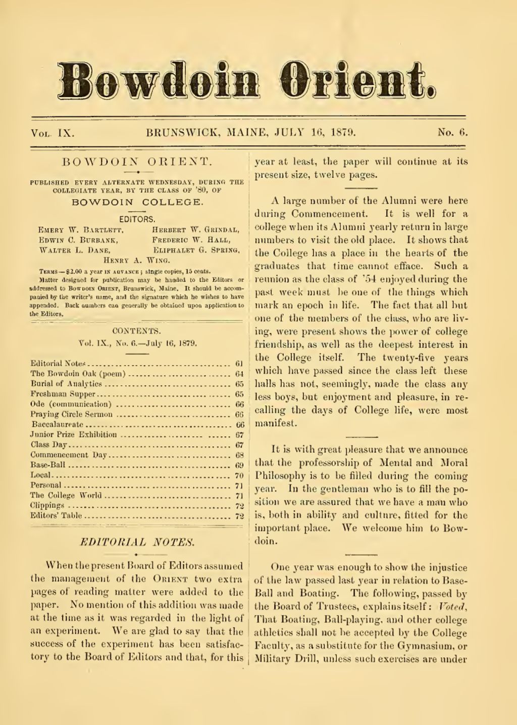 Miniature of Bowdoin Orient, v. 9, no. 6