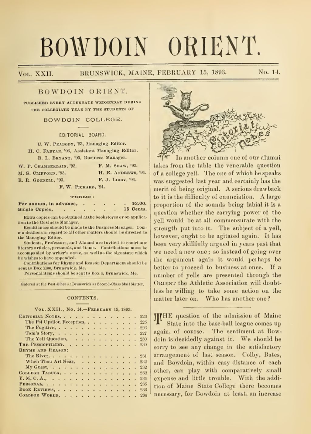 Miniature of Bowdoin Orient, v. 22, no. 14