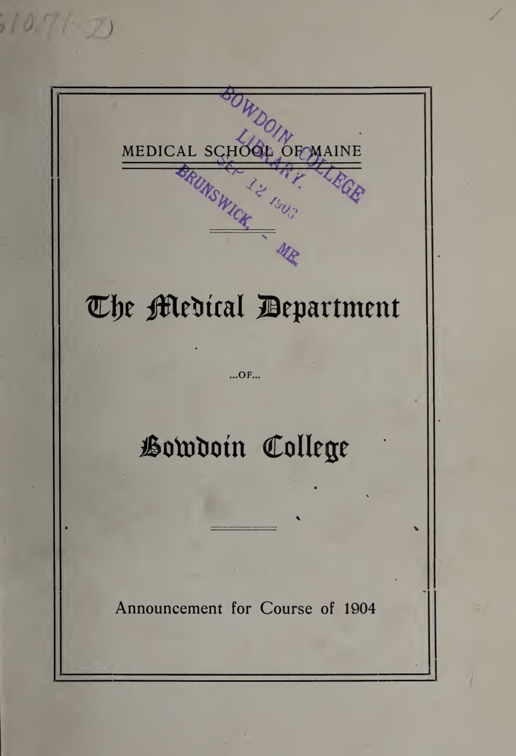 Miniature of Bowdoin College - Medical School of Maine Catalogue  (1904)