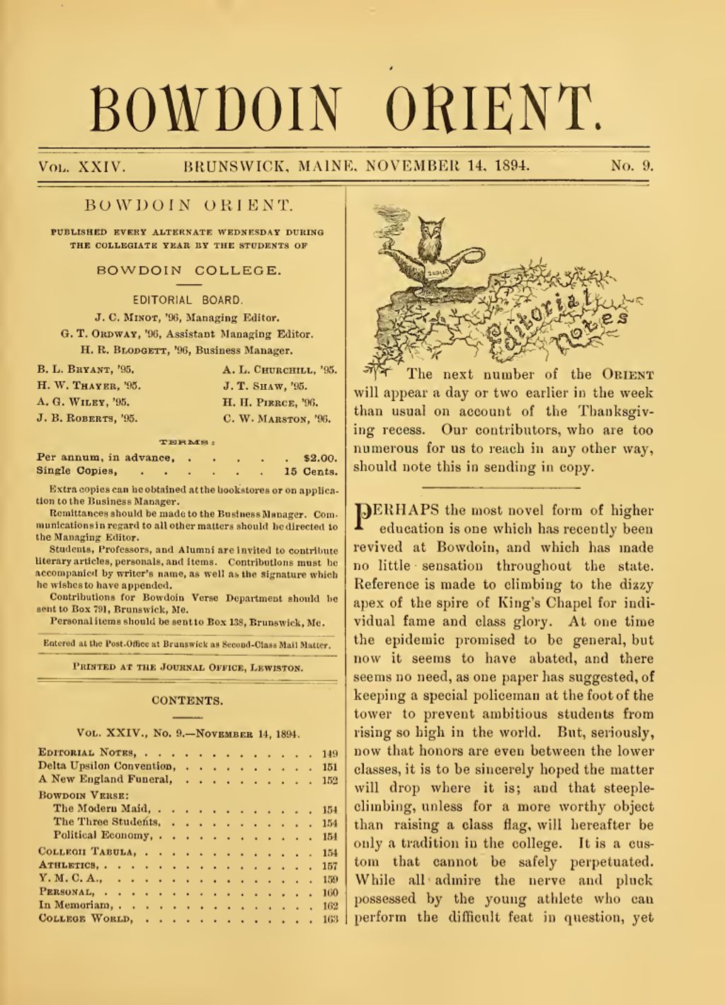 Miniature of Bowdoin Orient, v. 24, no. 9