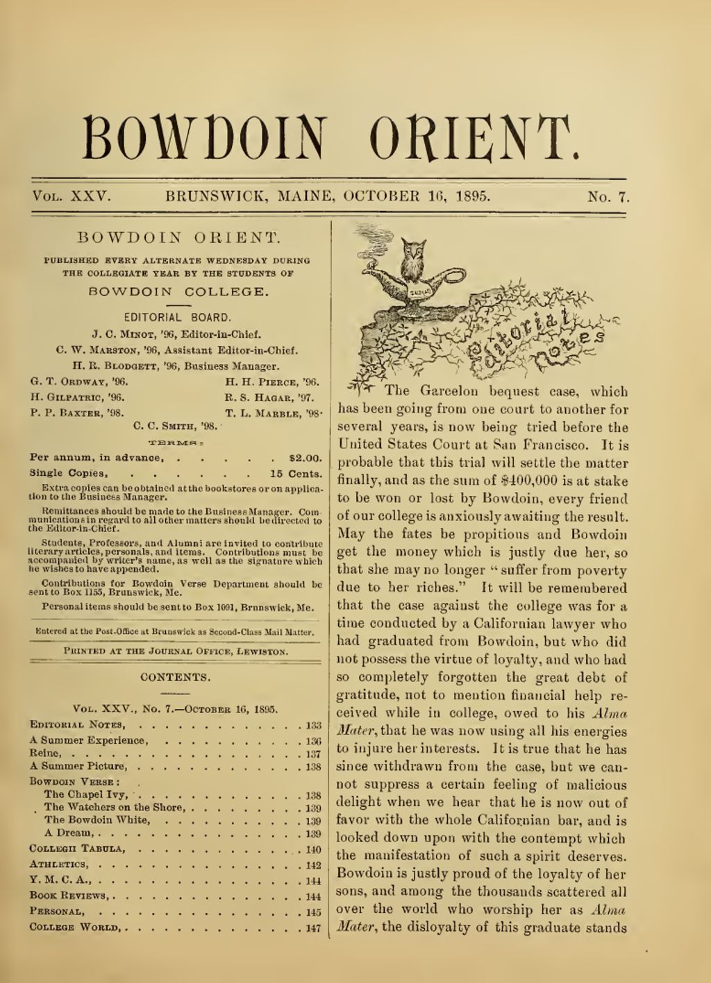 Miniature of Bowdoin Orient, v. 25, no. 7