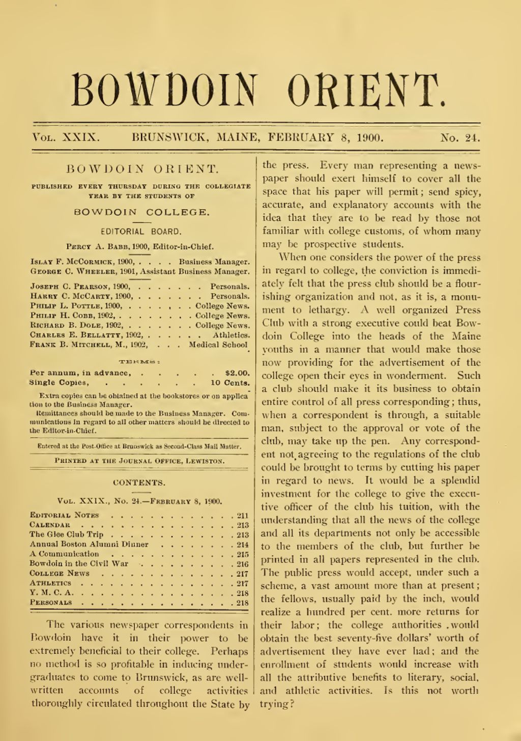 Miniature of Bowdoin Orient, v. 29, no. 24