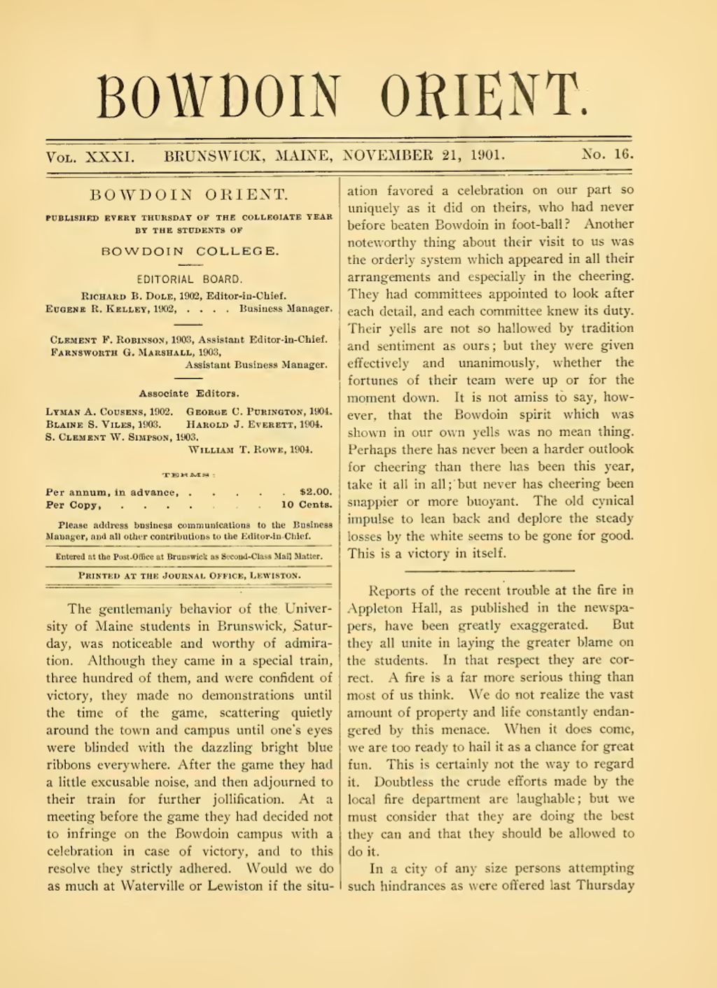 Miniature of Bowdoin Orient, v. 31, no. 16