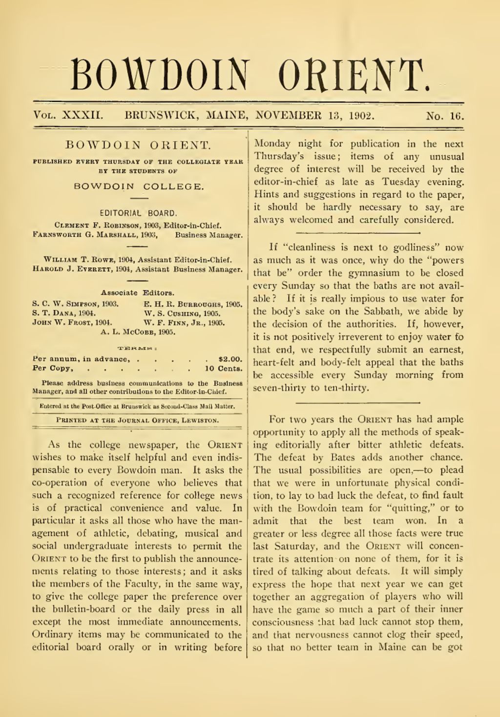 Miniature of Bowdoin Orient, v. 32, no. 16