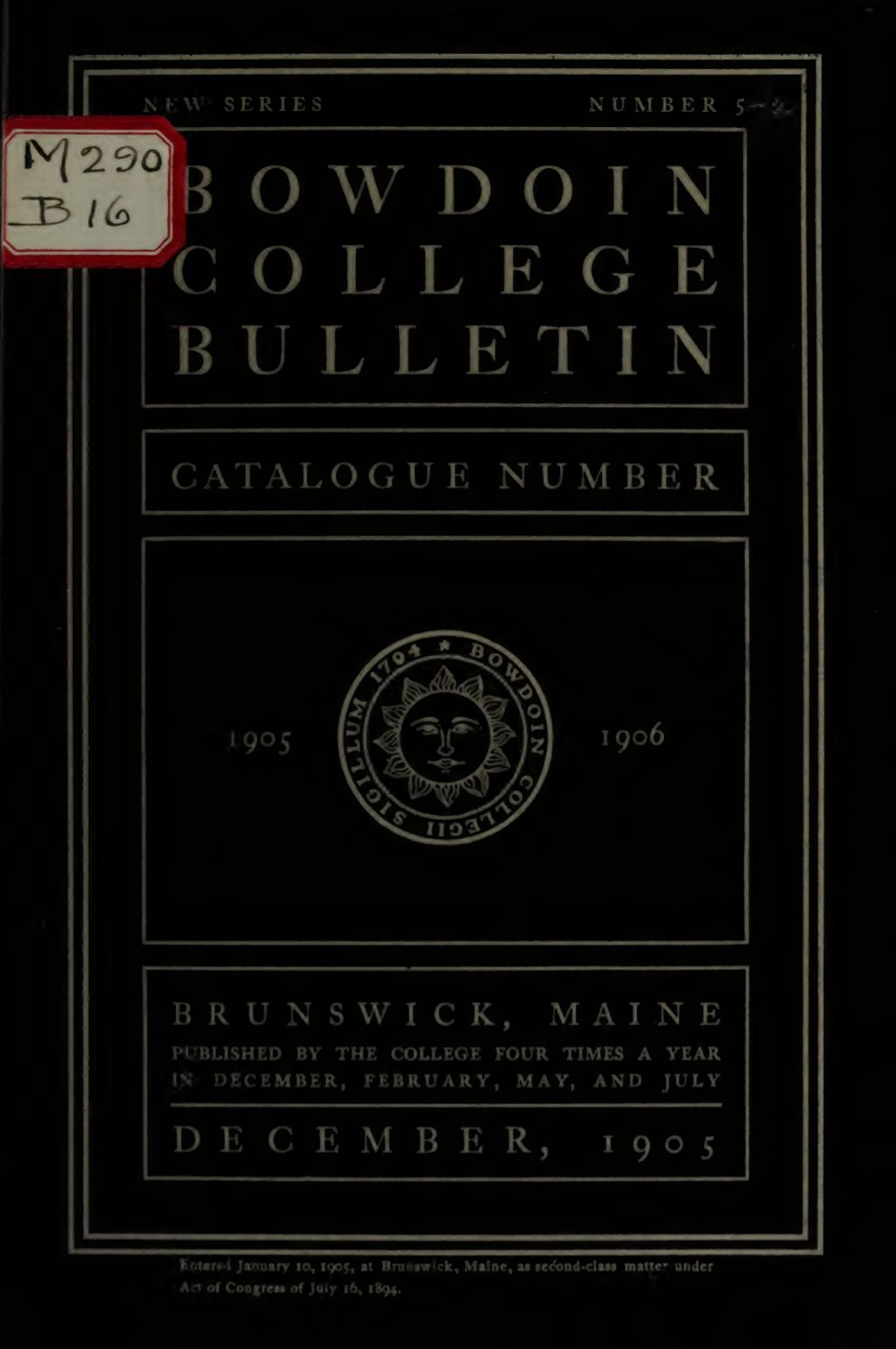 Miniature of Bowdoin College Catalogue (1905-1906)