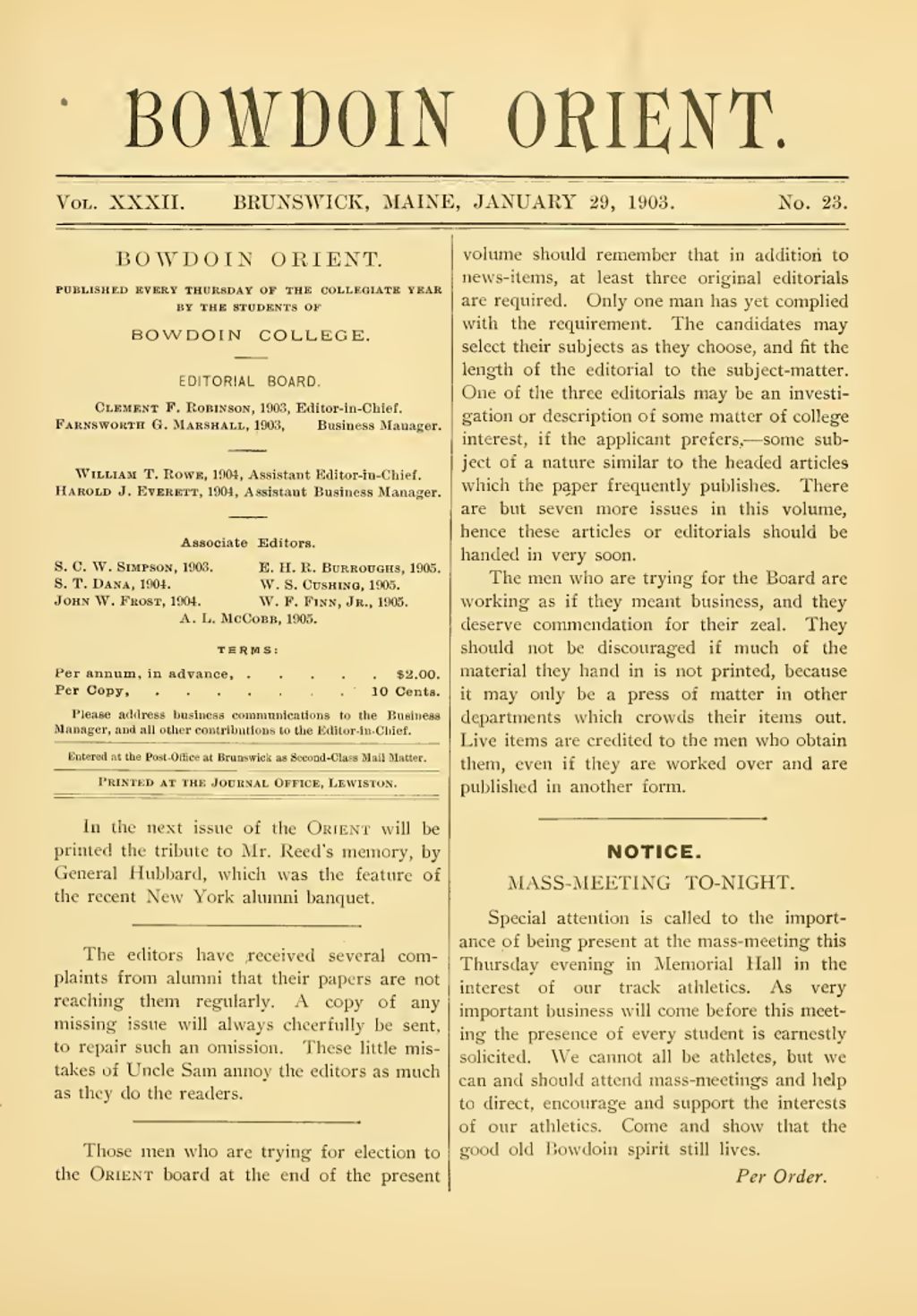 Miniature of Bowdoin Orient, v. 32, no. 23