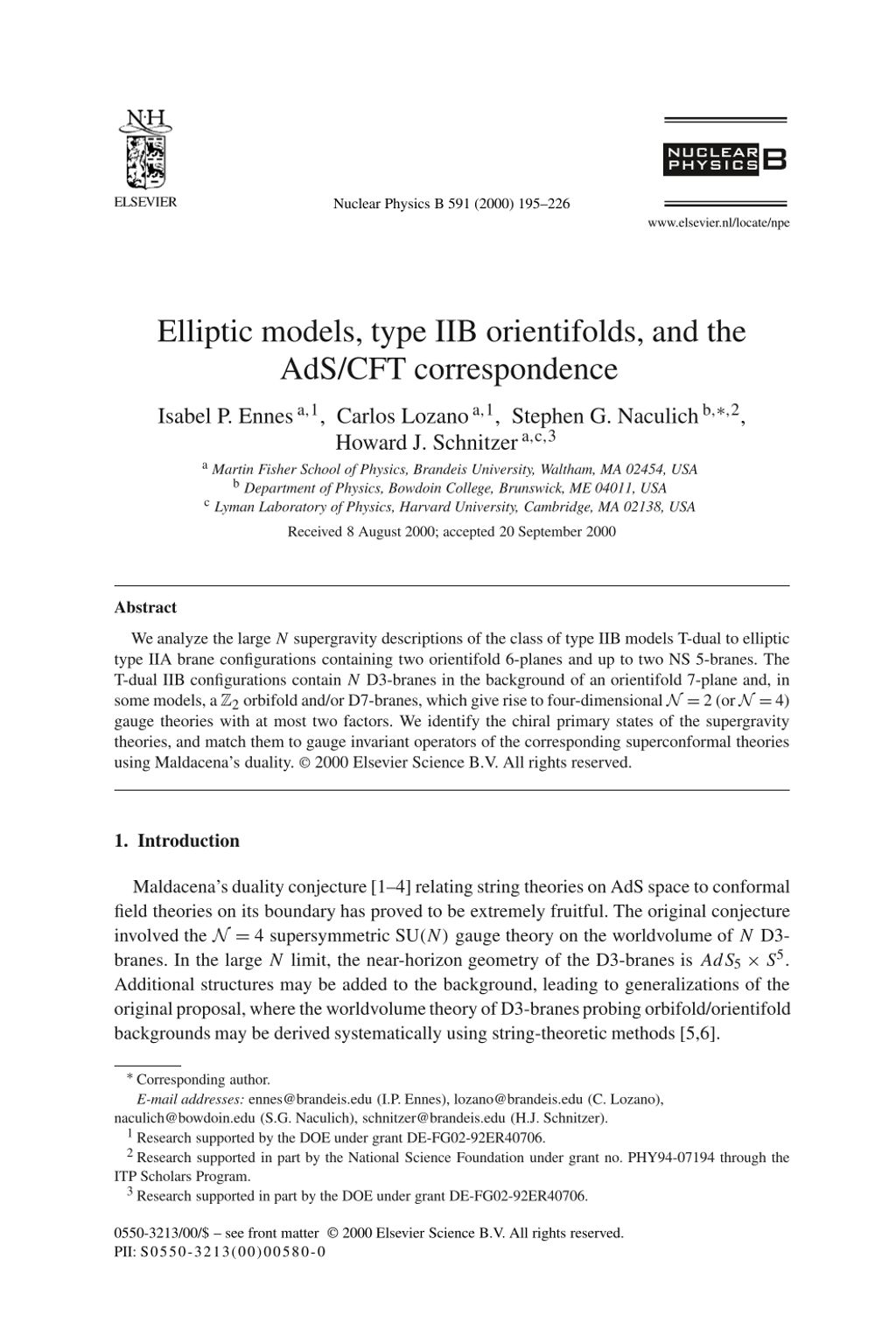 Miniature of Elliptic models, type IIB orientifolds, and the AdS/CFT correspondence