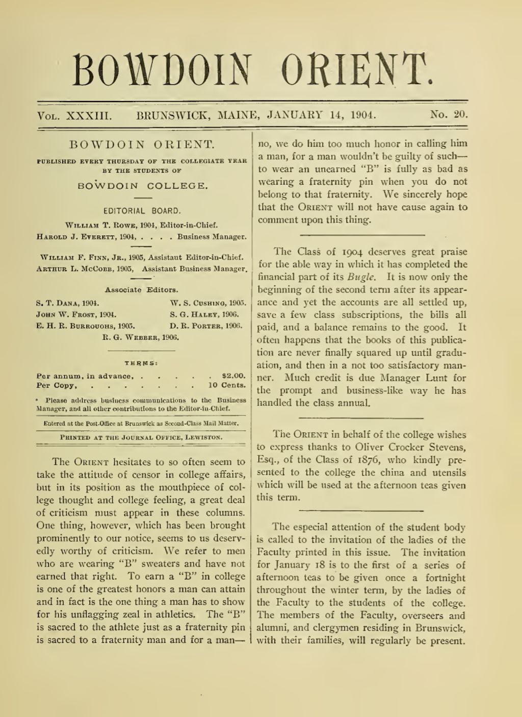 Miniature of Bowdoin Orient, v. 33, no. 20