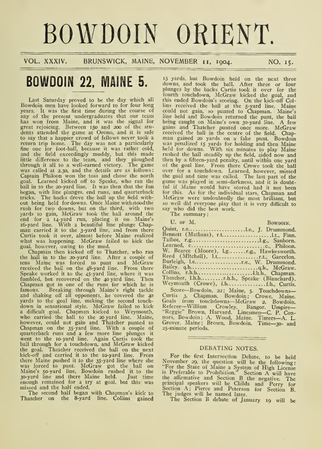 Miniature of Bowdoin Orient, v. 34, no. 15