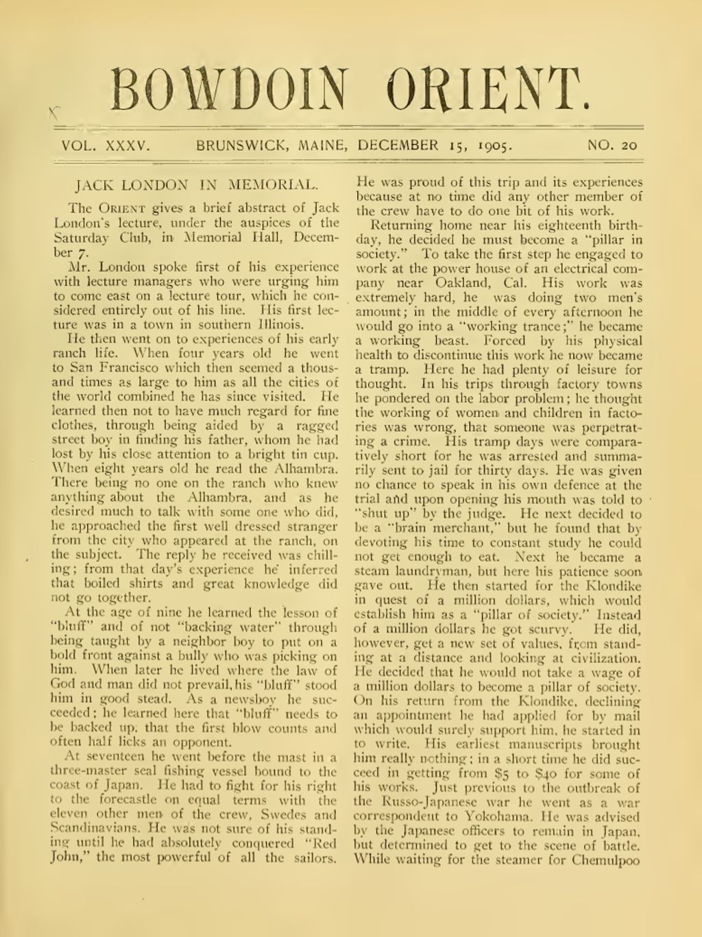 Miniature of Bowdoin Orient, v. 35, no. 20