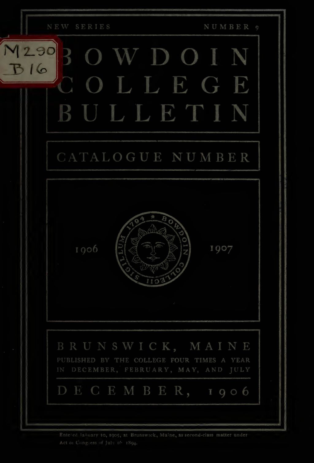 Miniature of Bowdoin College Catalogue (1906-1907)