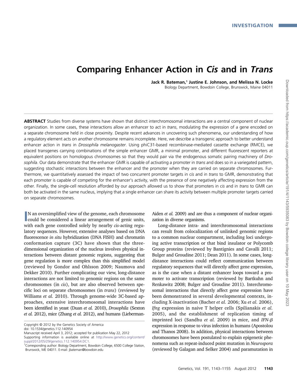 Miniature of Comparing enhancer action in cis and in trans