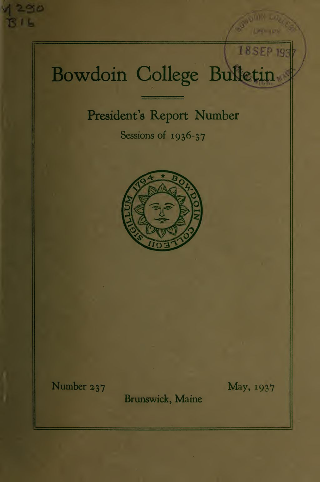 Miniature of Report of the President, Bowdoin College 1936-1937