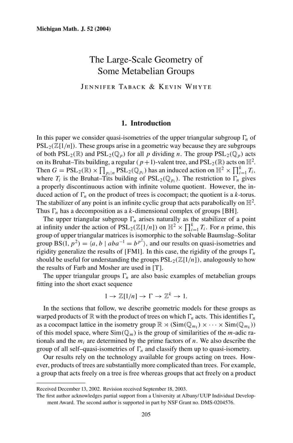 Miniature of The large-scale geometry of some metabelian groups