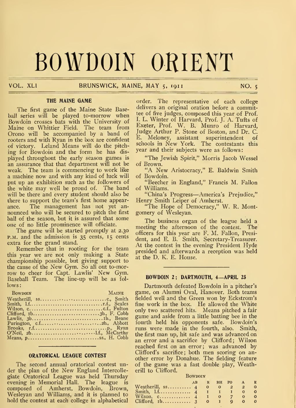 Miniature of Bowdoin Orient, v. 41, no. 5