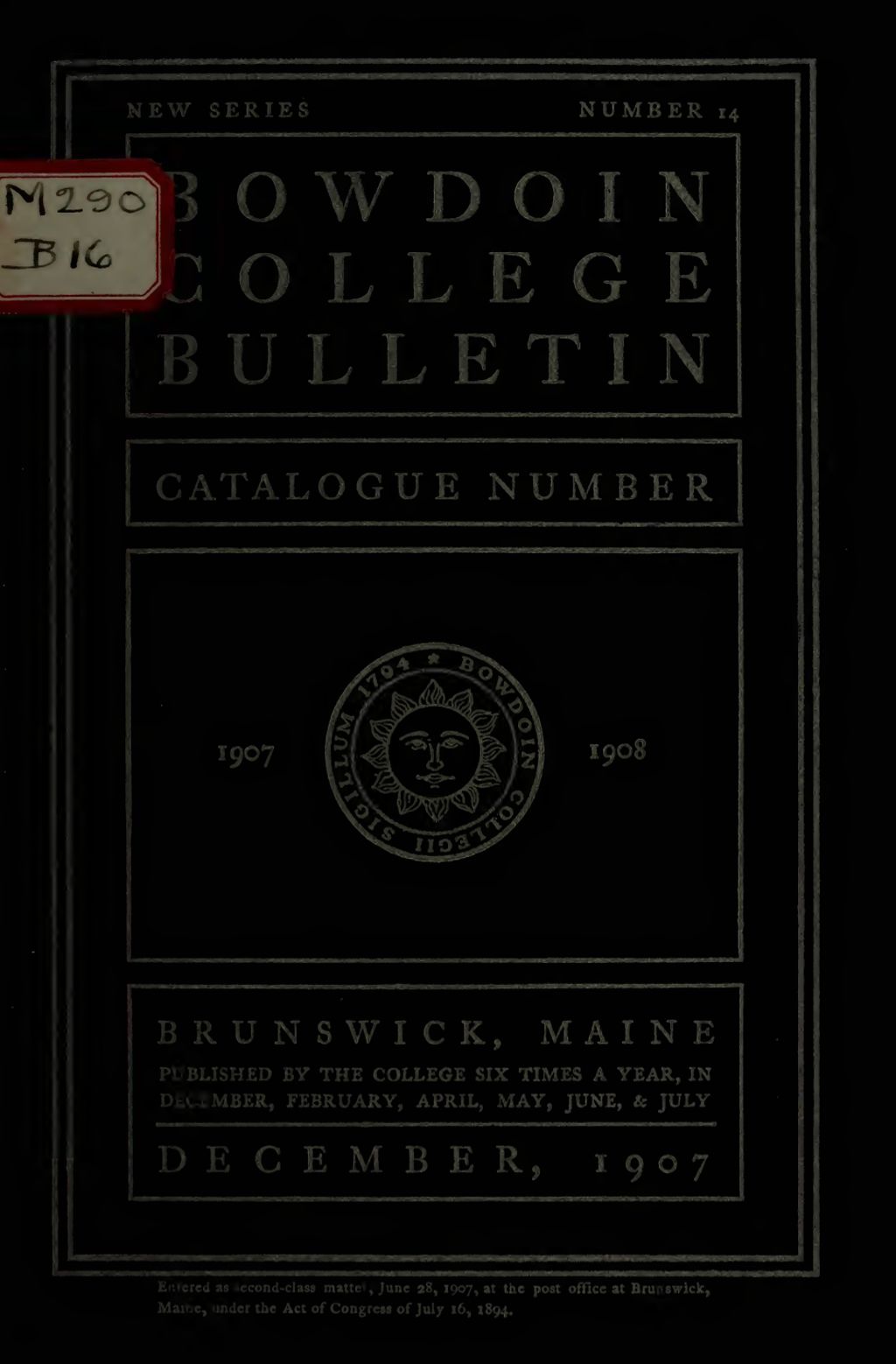 Miniature of Bowdoin College Catalogue (1907-1908)