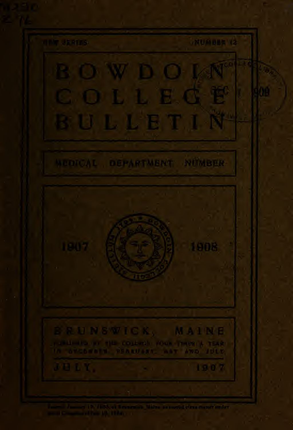 Miniature of Bowdoin College - Medical School of Maine Catalogue  (1907-1908)