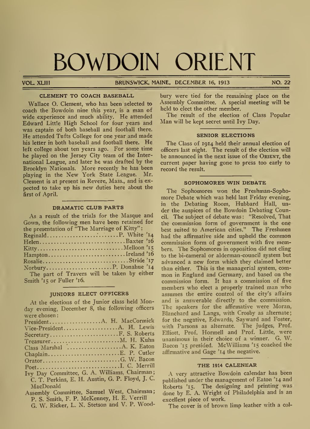 Miniature of Bowdoin Orient, v. 43, no. 22