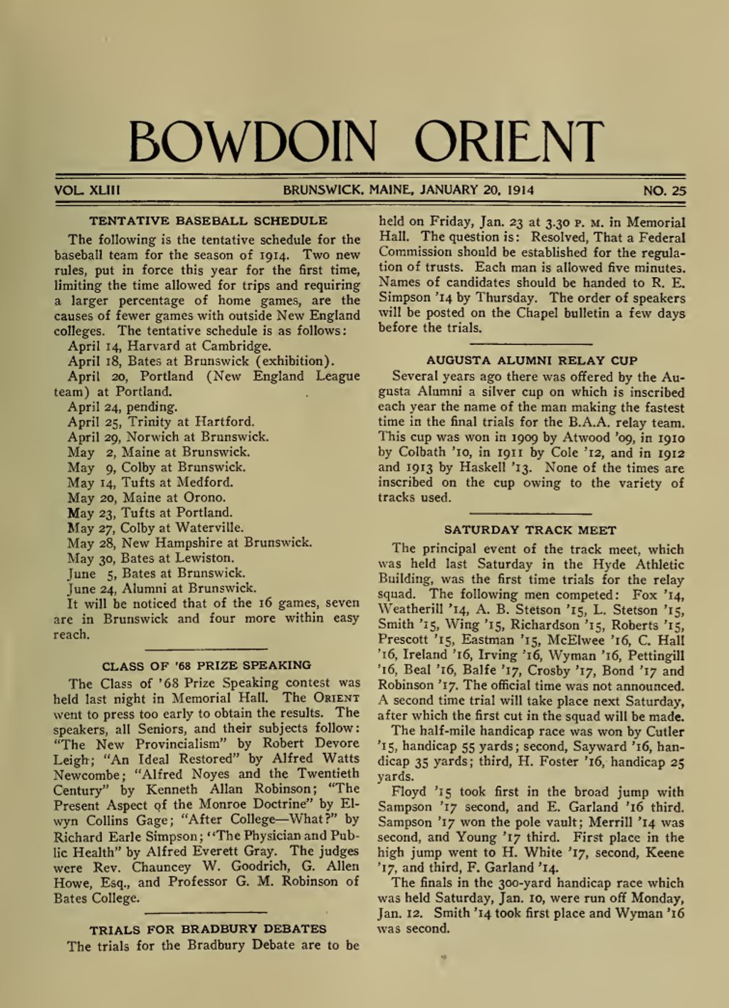 Miniature of Bowdoin Orient, v. 43, no. 25