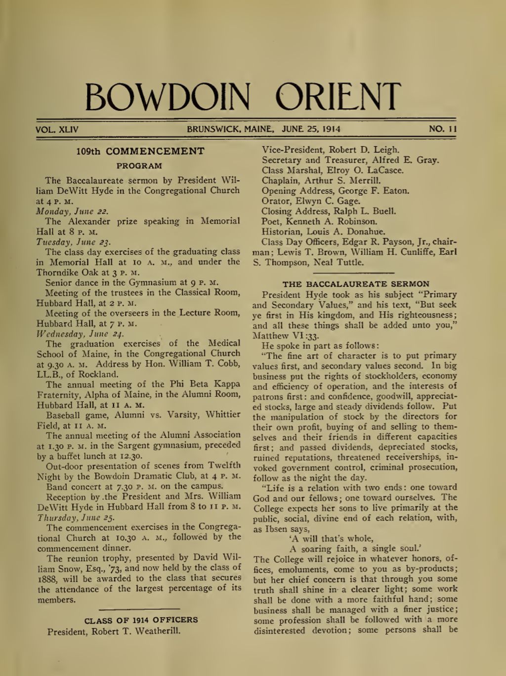 Miniature of Bowdoin Orient, v. 44, no. 11