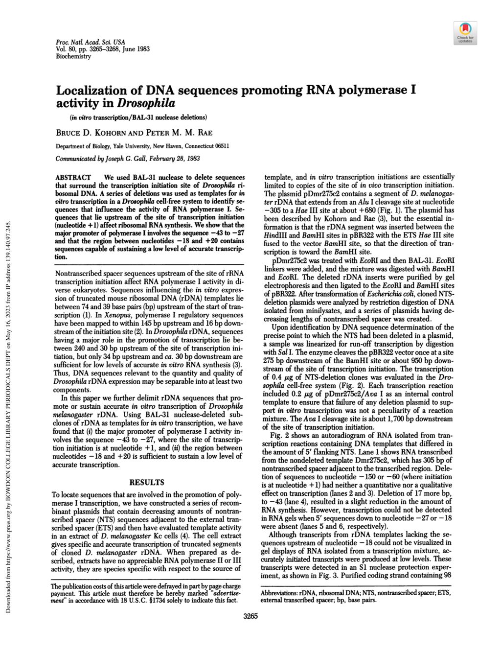 Miniature of Localization of DNA sequences promoting RNA polymerase I activity in Drosophila