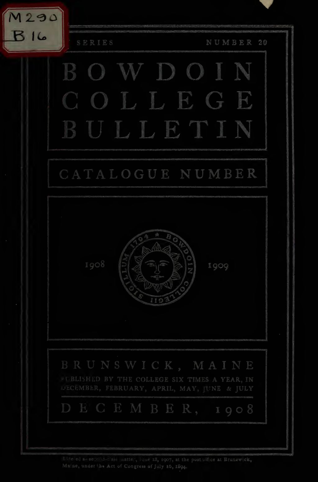 Miniature of Bowdoin College Catalogue (1908-1909)