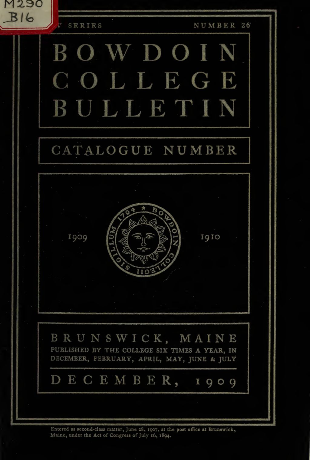 Miniature of Bowdoin College Catalogue (1909-1910)