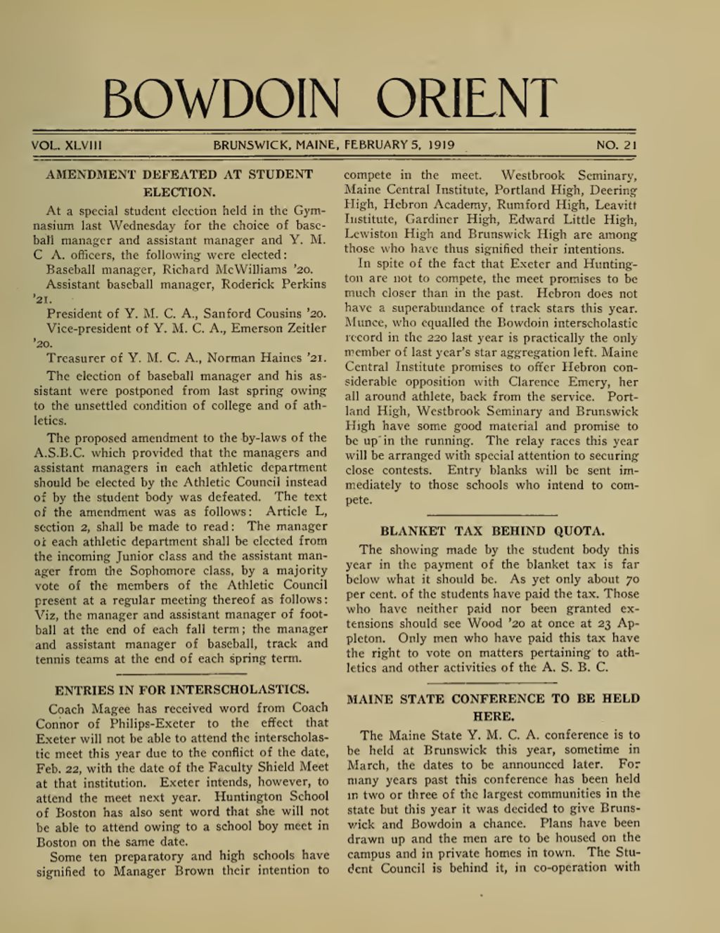 Miniature of Bowdoin Orient, v. 48, no. 21