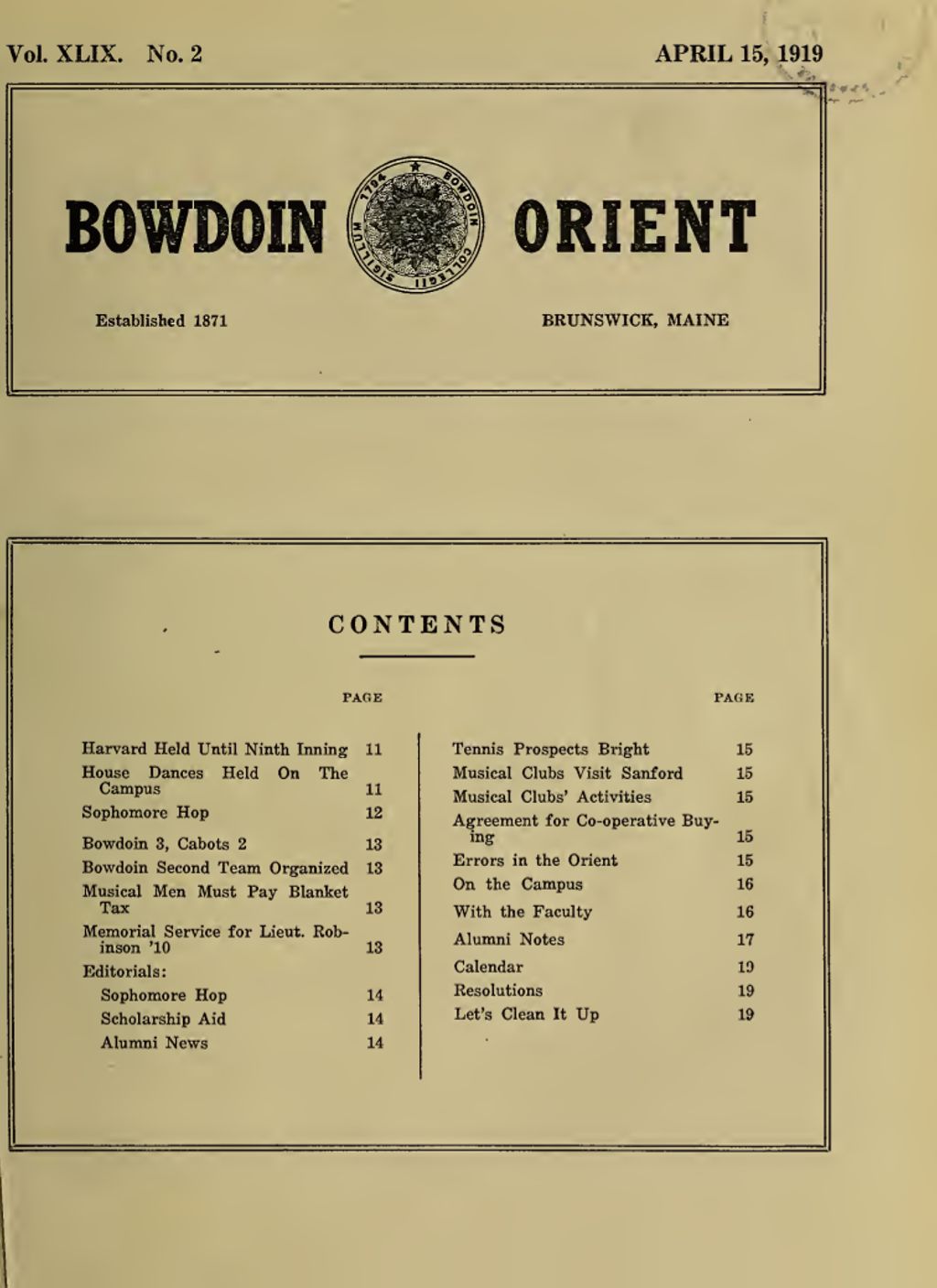 Miniature of Bowdoin Orient, v. 49, no. 2