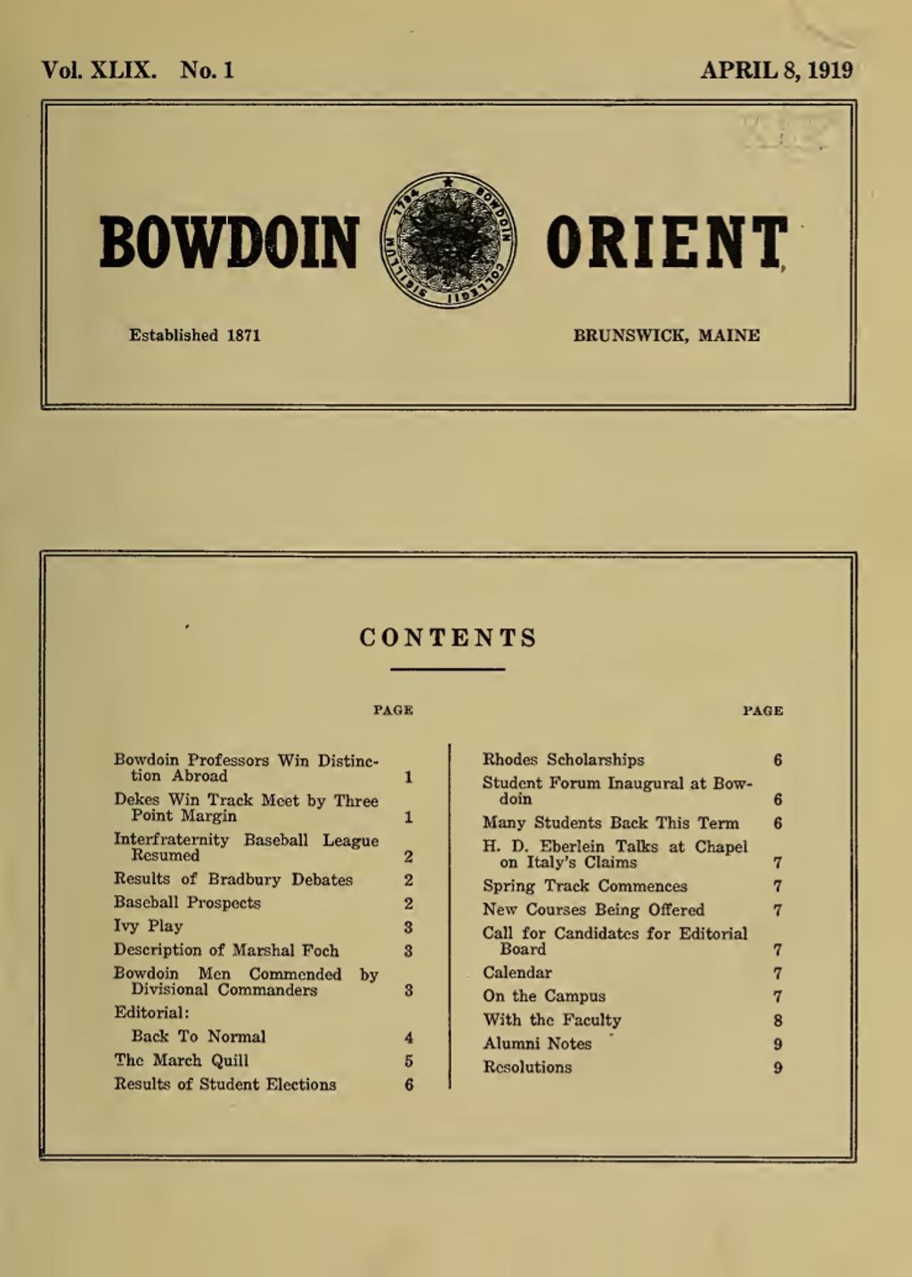 Miniature of Bowdoin Orient, v. 49, no. 1