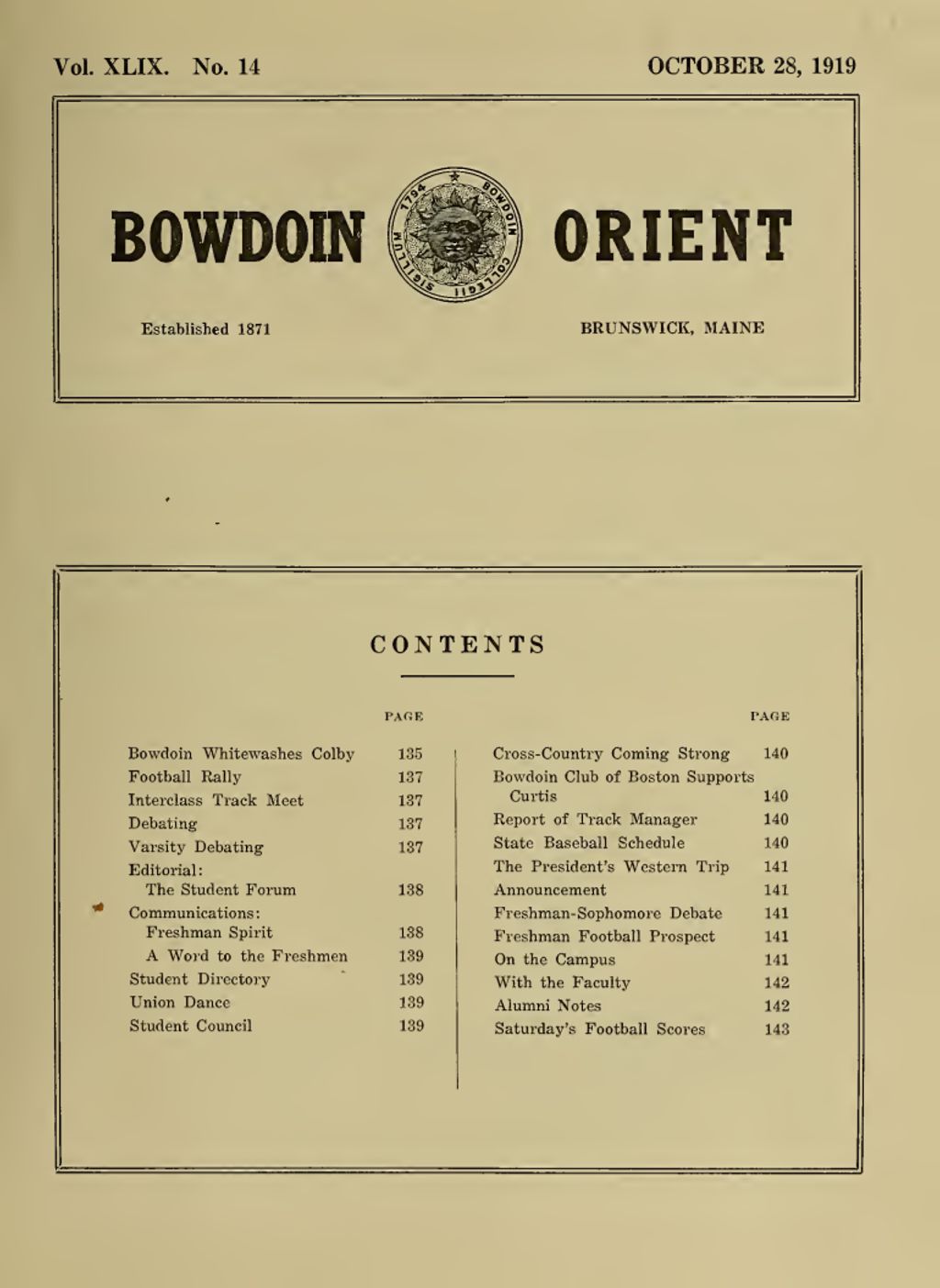 Miniature of Bowdoin Orient, v. 49, no. 14