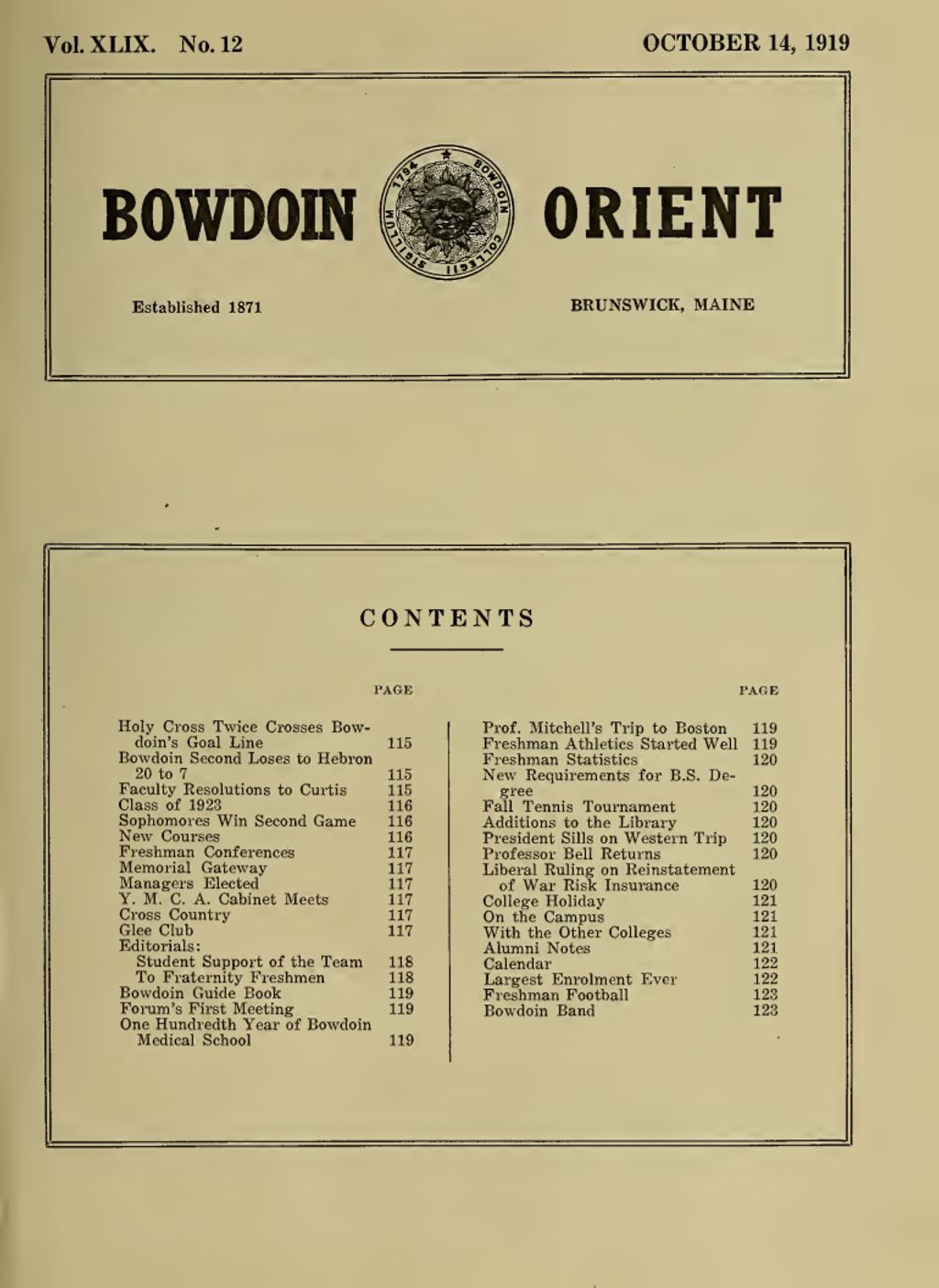 Miniature of Bowdoin Orient, v. 49, no. 12