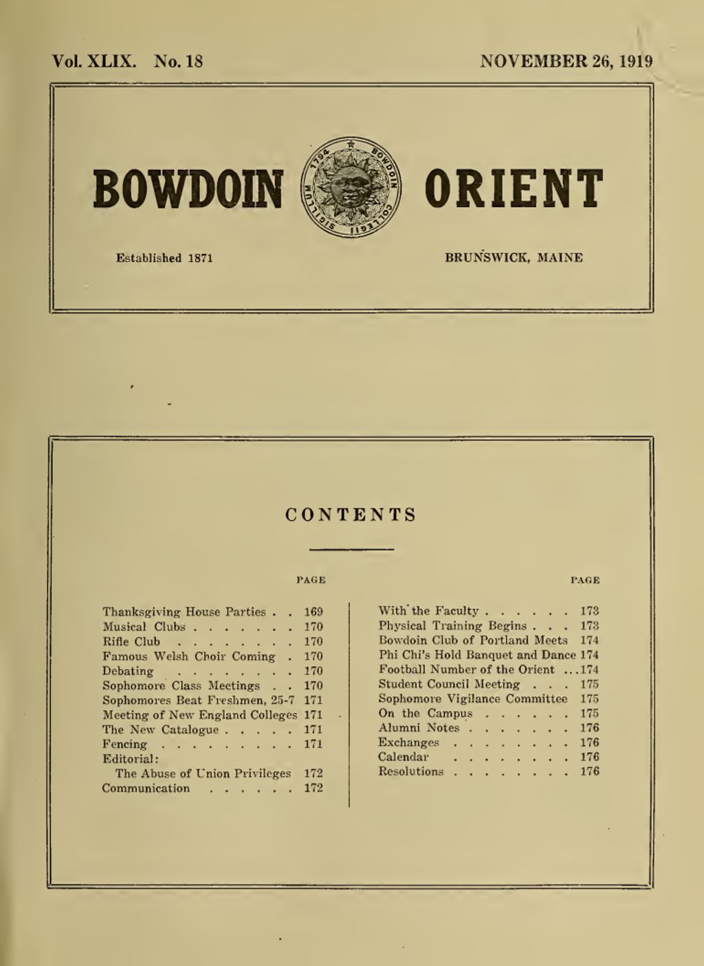 Miniature of Bowdoin Orient, v. 49, no. 18