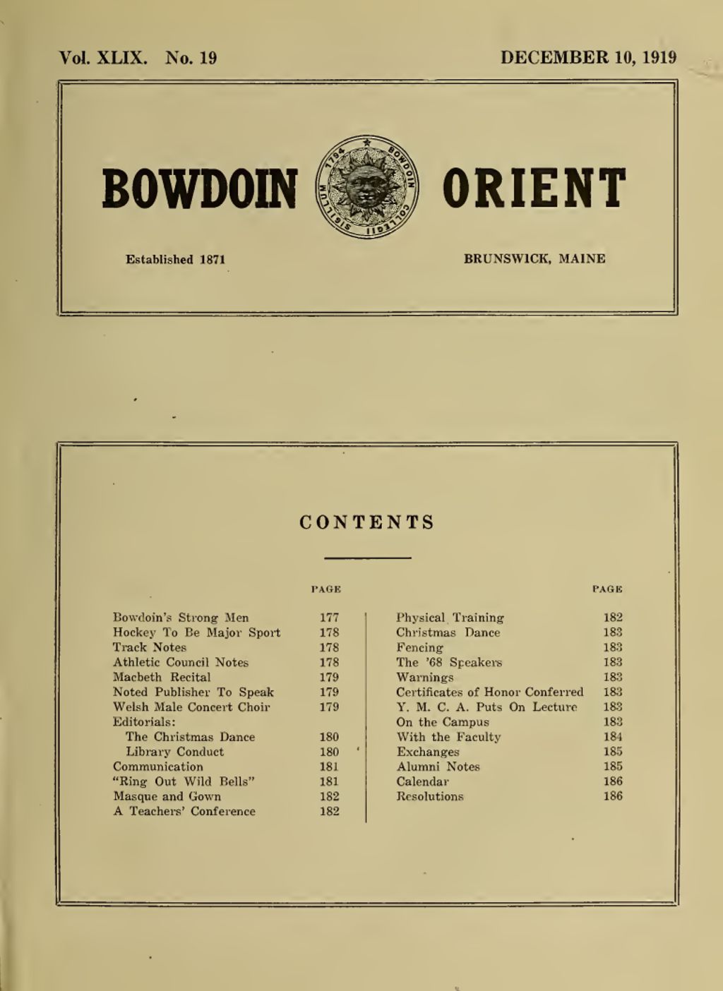 Miniature of Bowdoin Orient, v. 49, no. 19