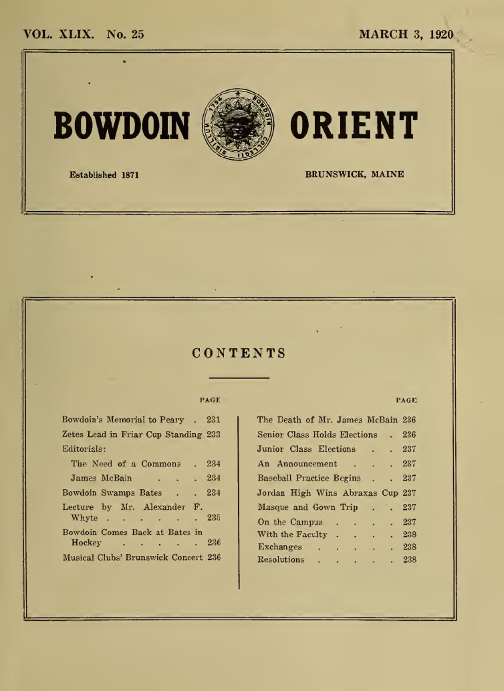 Miniature of Bowdoin Orient, v. 49, no. 25