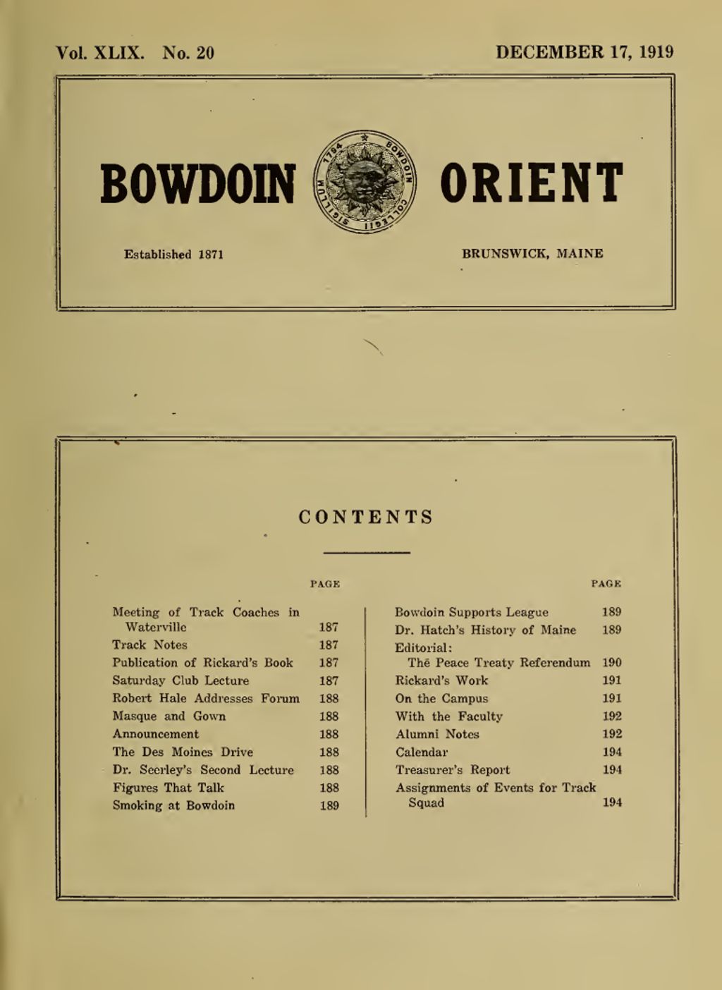 Miniature of Bowdoin Orient, v. 49, no. 20