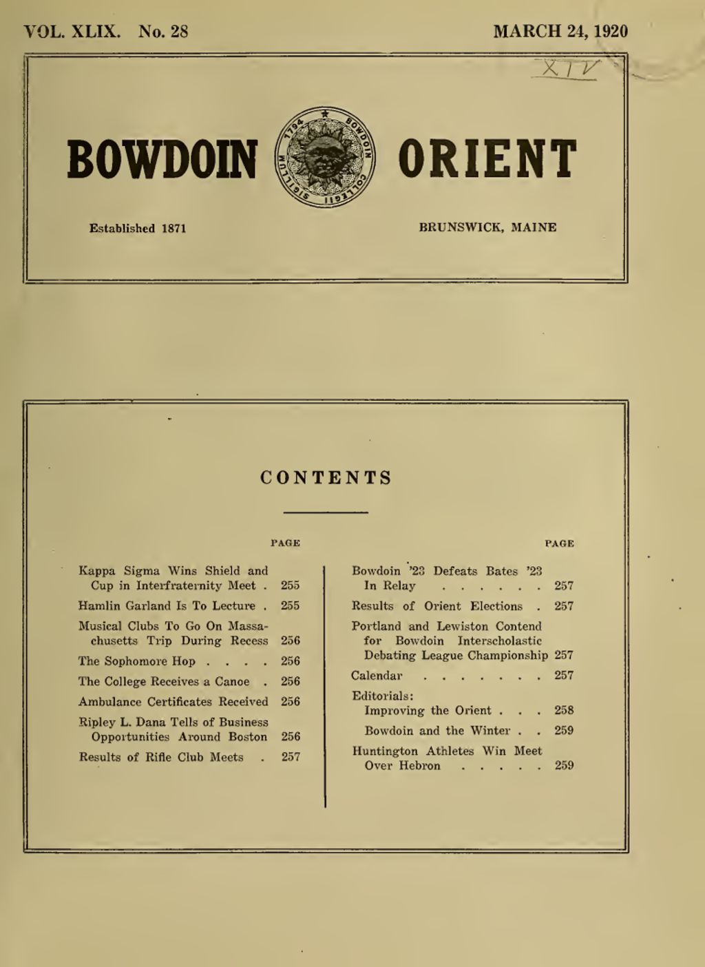 Miniature of Bowdoin Orient, v. 49, no. 28