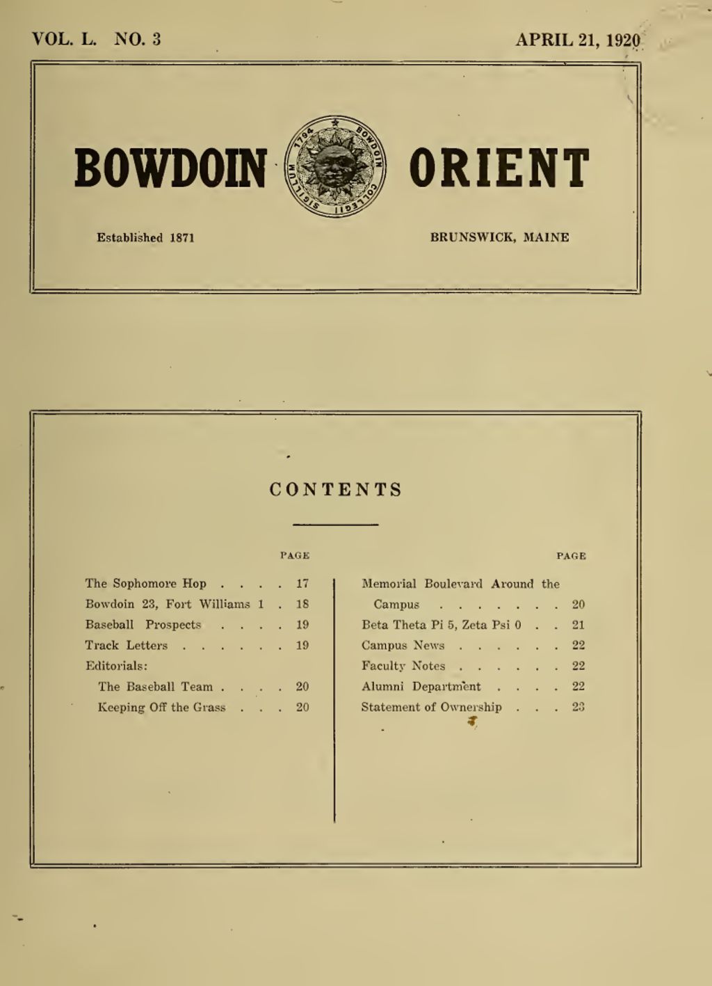 Miniature of Bowdoin Orient, v. 50, no. 3