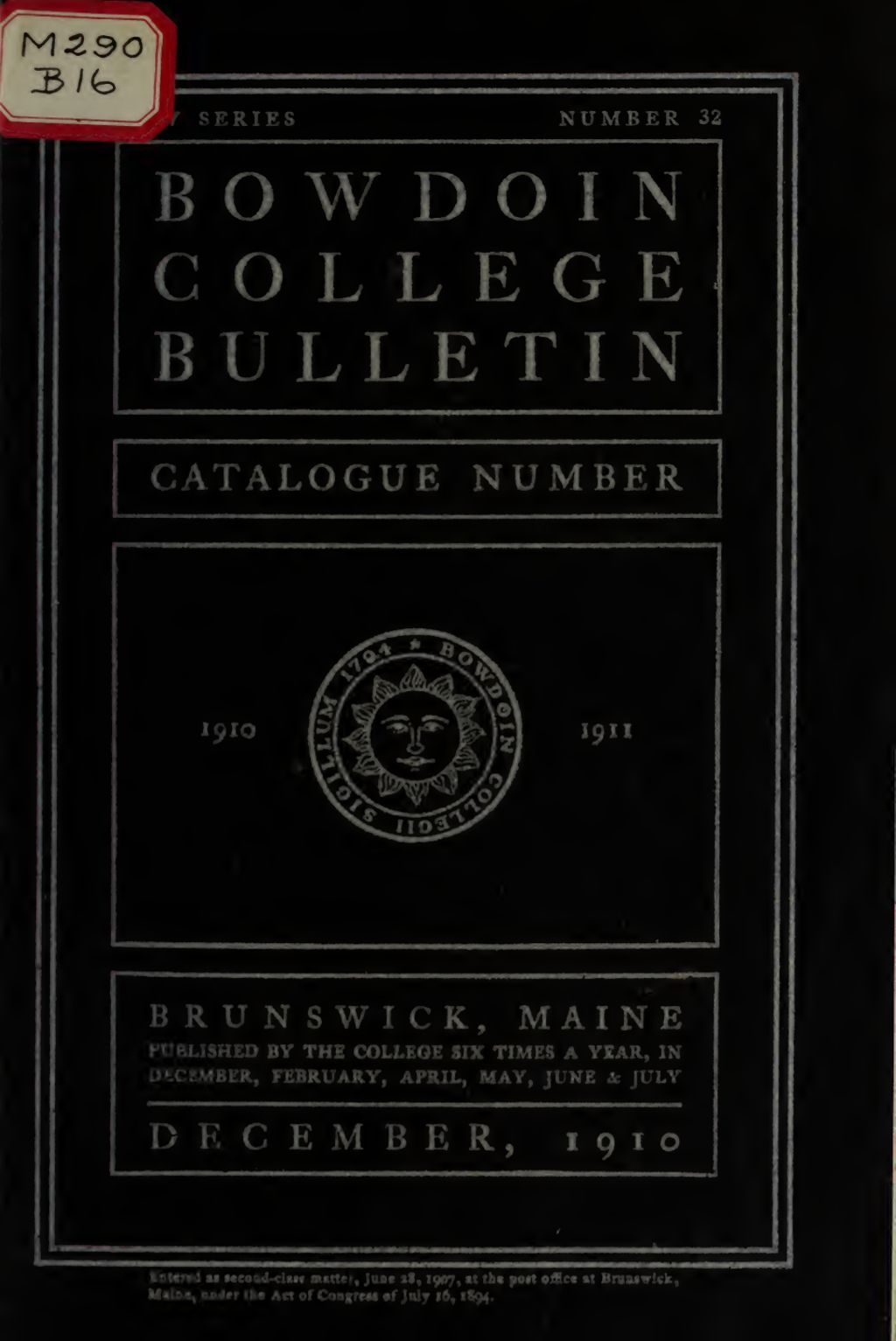 Miniature of Bowdoin College Catalogue (1910-1911)