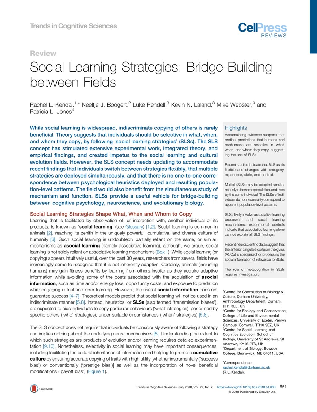 Miniature of Social Learning Strategies: Bridge-Building between Fields