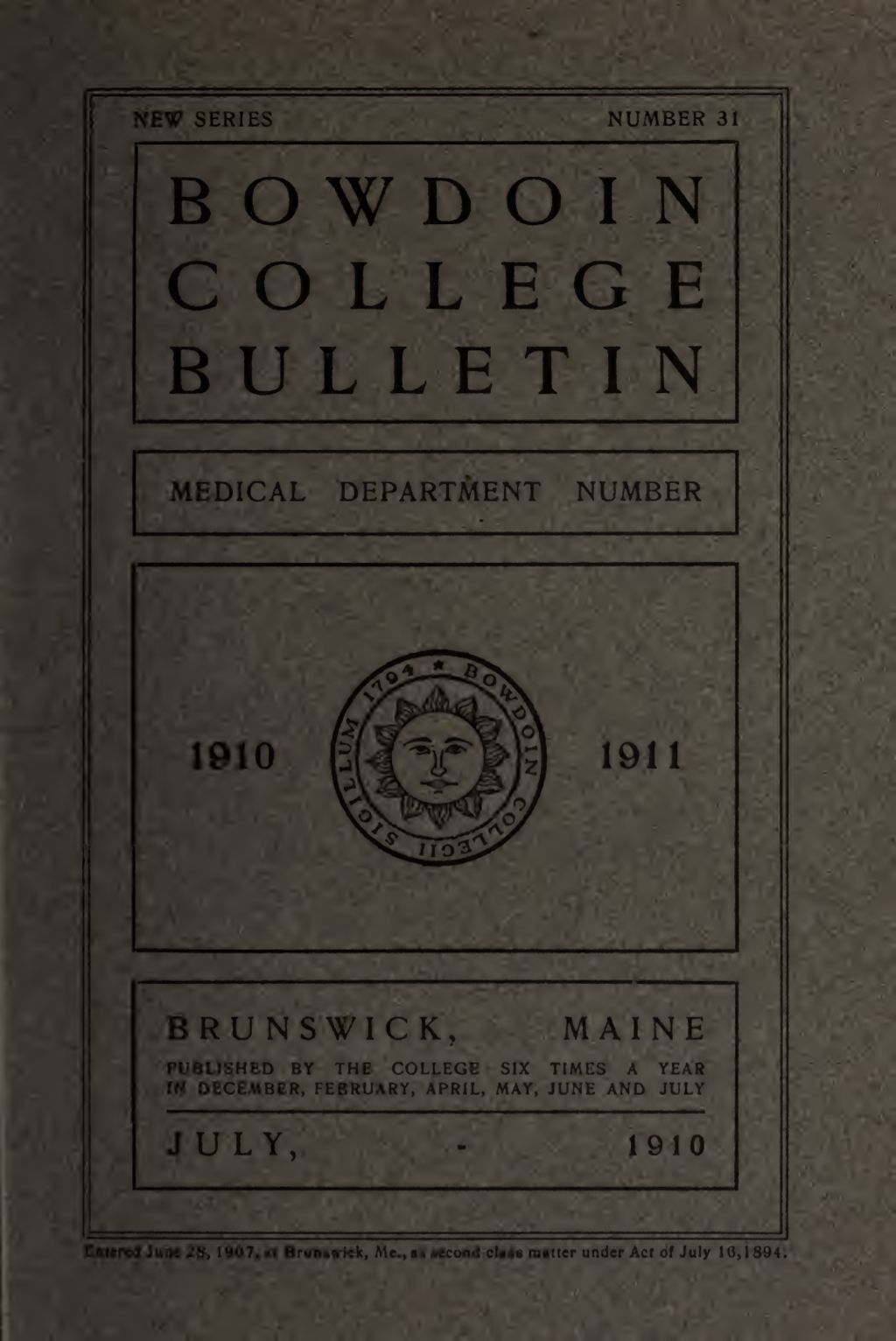 Miniature of Bowdoin College - Medical School of Maine Catalogue  (1910-1911)