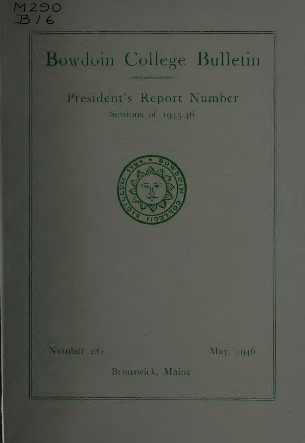 Miniature of Report of the President, Bowdoin College 1945-1946